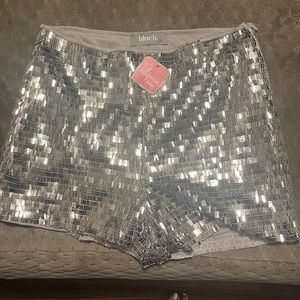 Silver Sequin Shorts